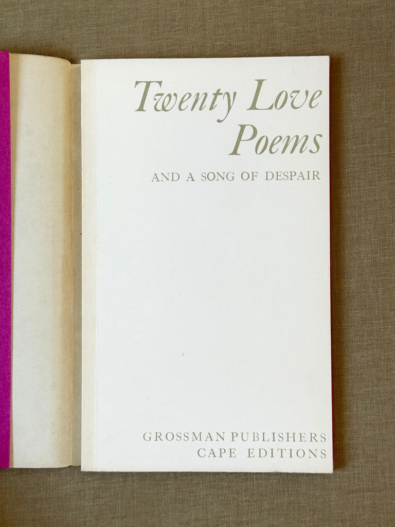 Poems Dispair Twenty Love Poems and a Song of Despair by Pablo Neruda | BOOK/SHOP