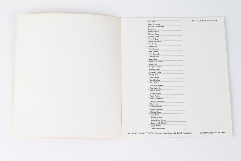 PRIMARY STRUCTURES: YOUNGER AMERICAN AND BRITISH SCULPTORS [EXHIBITION CATALOG], ED. Kynaston McShine