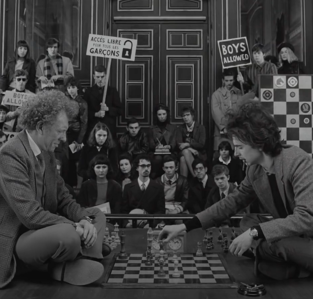 Chess Scene from Wes Anderson's 'The French Dispatch' starring Timothee Chalamet