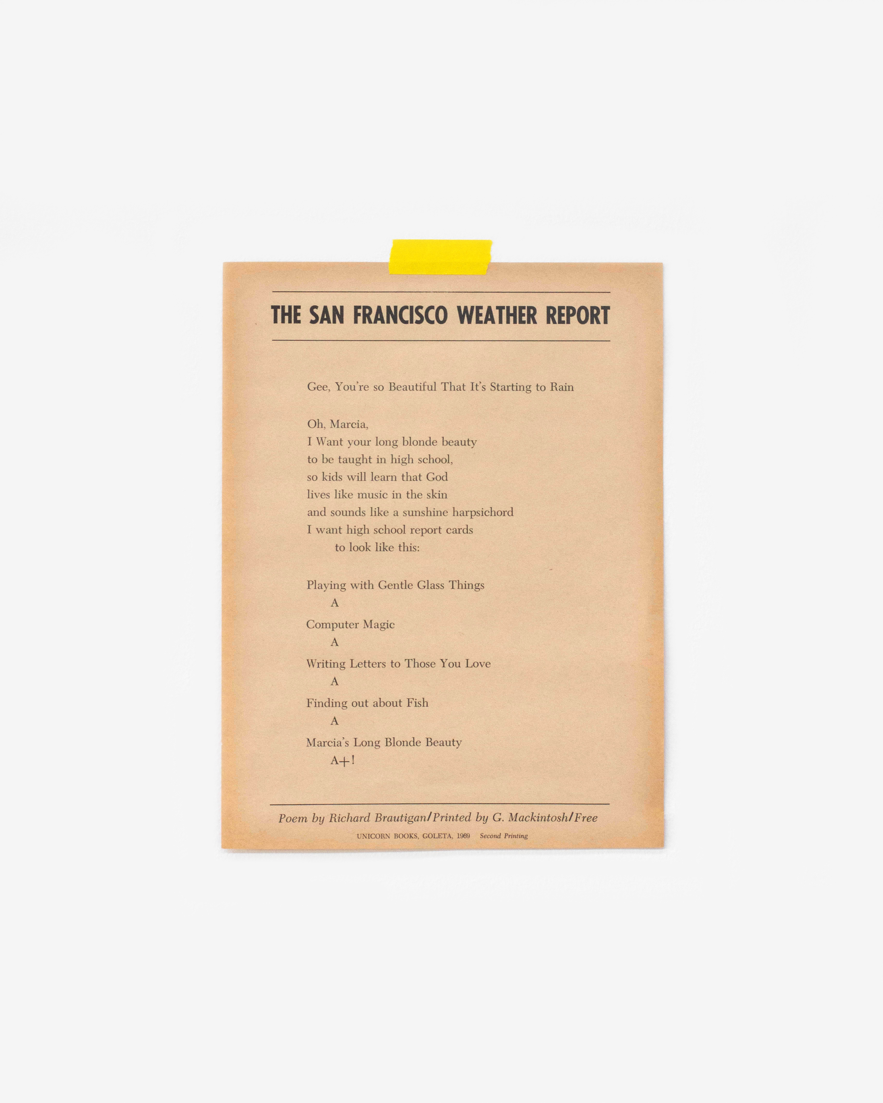 THE SAN FRANCISCO WEATHER REPORT by Richard Brautigan | BOOK/SHOP